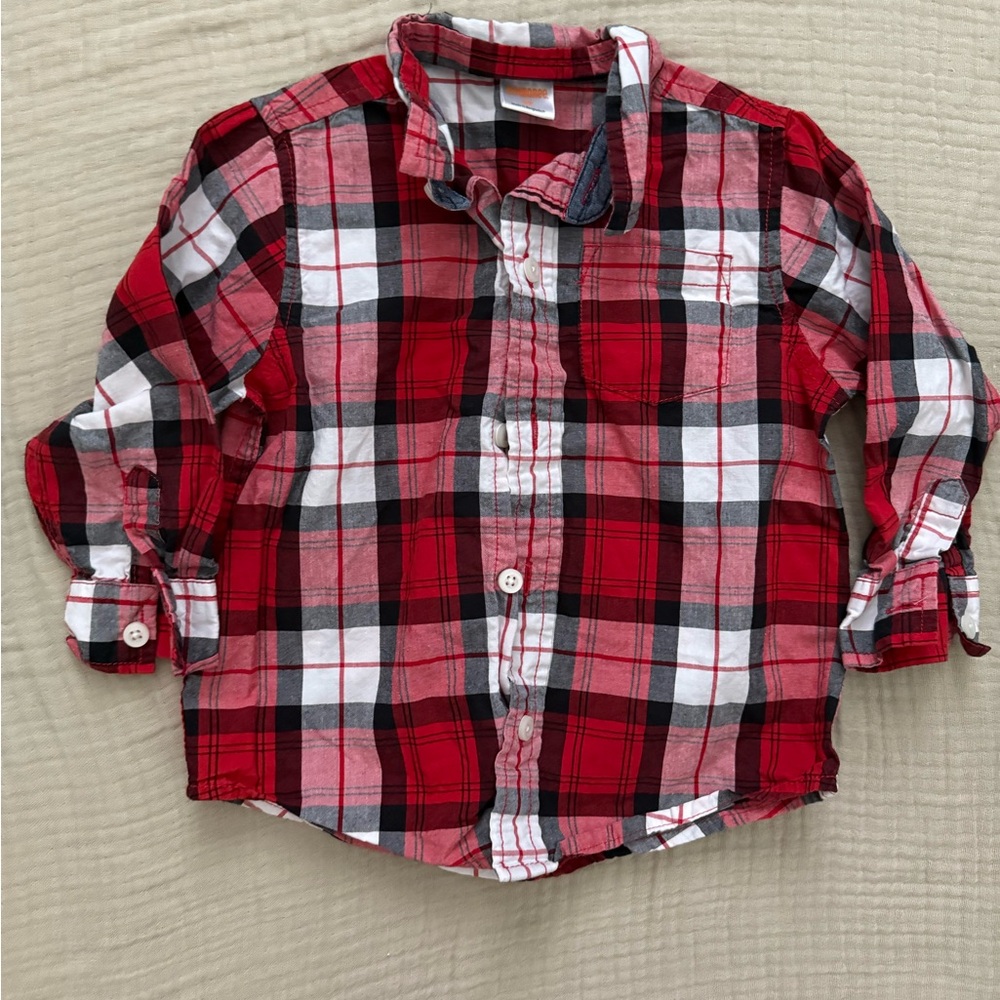 Gymboree 2T Red and Black Plaid Button Down Shirt
